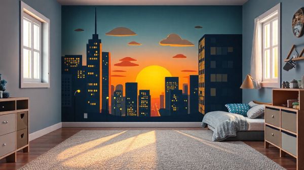 Idées de papier peint créatif pour chambre garçon spectaculaire